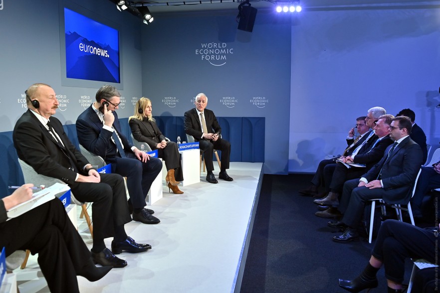 Vahagn Khachaturyan addresses regional peace in presence of Aliyev at Davos (Video)