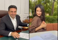 «Мы также подписали заявление»: спикер парламента и его невеста подписали документы о государственной регистрации брака