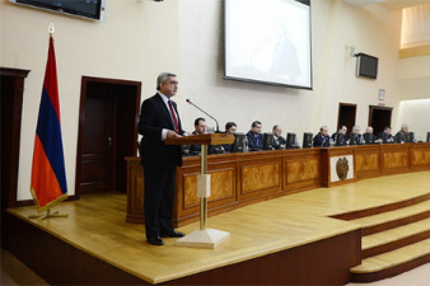 Armenian president participates in enlarged meeting at Defense Ministry