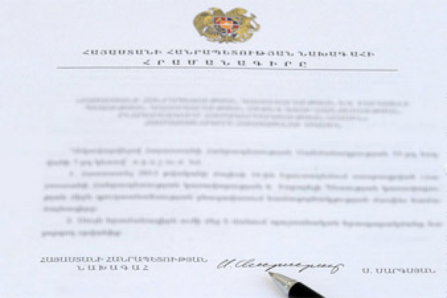Sargsyan ratifies decision on Tsolakian’s appointment as Shirak governor
