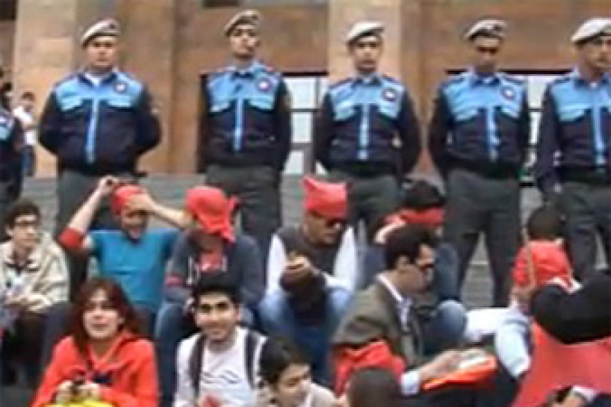 Group of young people stages protests in Yerevan since morning 