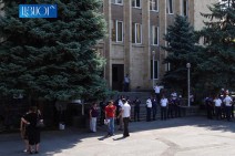 Ten citizens gather in front of Constitutional Court protesting against CC chairman