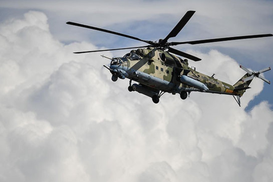 Russian MI-24 helicopter shot down from portable anti-aircraft missile system