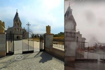 Azerbaijanis demolished statues of angels on the gates of the Armenian church of Ghazanchetsots in Shushi