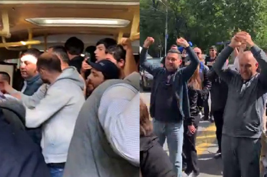 Ոստիկանական ավտոբուսի վարորդը բացեց մեքենայի դուռն ու «Հայրենիք» կուսակցության՝ բերման ենթարկված անդամներին դուրս թողեց (Տեսանյութ)