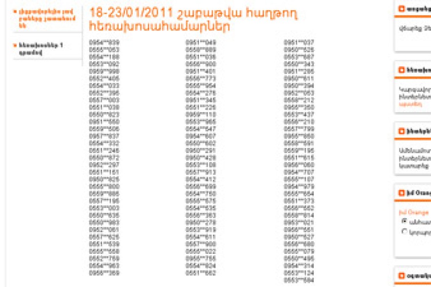 Orange. Հայտնի են դարձել առաջին 100 հաջողակները